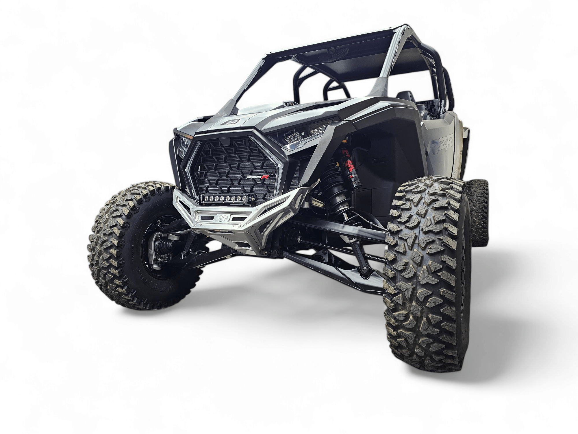 2022-2025 Polaris RZR Pro R/ Turbo R Machined Billet Front Winch Bumper (Clear Anodize) - Image 2
