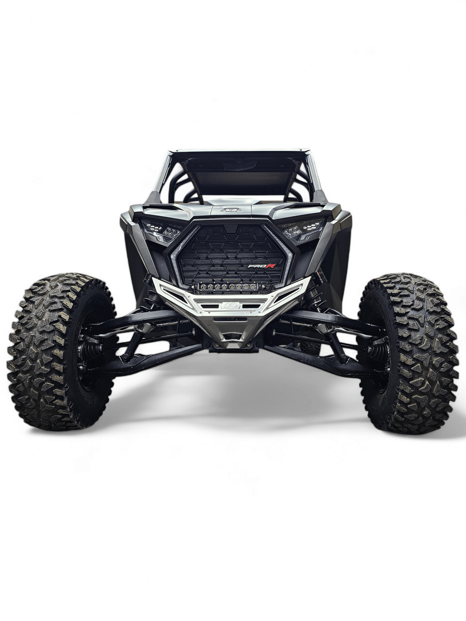 2022-2025 Polaris RZR Pro R/ Turbo R Machined Billet Front Winch Bumper (Clear Anodize) - Image 3
